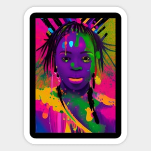 Happy Kwanzaa And Cool African American Woman Female Drawing Sticker